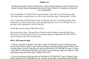 Thông tư 05/2015/TT-BLĐTBXH lương hưu trợ cấp bảo hiểm xã hội hàng tháng theo 09/2015/NĐ-CP