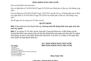 Quyết định 49/QĐ-KTNN 2015 bồi dưỡng kiểm toán ngân sách nhà nước bộ ngành