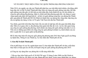 Chỉ thị 05/2015/CT-UBND tổ chức thực hiện tốt công tác quốc phòng địa phương 2015 Hồ Chí Minh