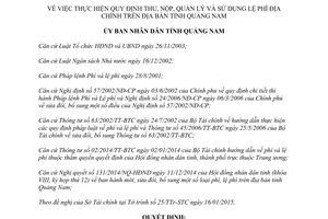 Quyết định 411/QĐ-UBND thực hiện quy định thu nộp quản lý sử dụng lệ phí địa chính Quảng Nam 2015