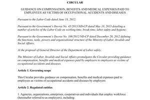 Circular No. 04/2015/TT-BLĐTBXH compensation benefits medical expenses paid to employees