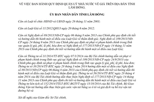 Quyết định 09/2015/QĐ-UBND Quy định quản lý Nhà nước về giá Lâm Đồng