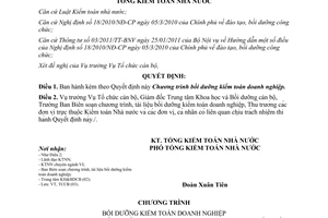 Quyết định 50/QĐ-KTNN 2015 bồi dưỡng kiểm toán doanh nghiệp