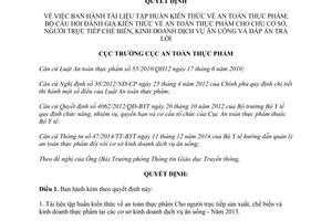 Quyết định 37/QĐ-ATTP kiến thức về an toàn thực phẩm Bộ câu hỏi đánh giá an toàn thực phẩm 2015