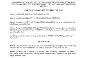 Quyết định 257/QĐ-UBND 2015 văn bản pháp luật Hội đồng Ủy ban Phú Thọ hết hiệu lực 2014