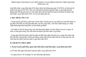 Kế hoạch 377/KH-UBND 2015 thi hành Luật Hôn nhân và gia đình 2014 Gia Lai