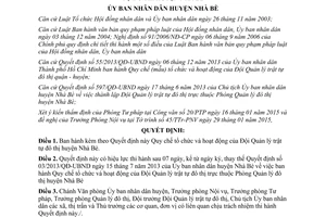 Quyết định 01/2015/QĐ-UBND tổ chức hoạt động của Đội Quản lý trật tự đô thị Nhà Bè Hồ Chí Minh