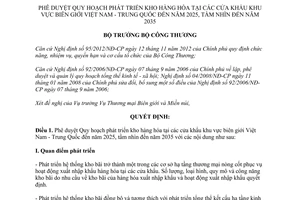 Quyết định 1093/QĐ-BCT 2015 kho hàng hóa cửa khẩu biên giới Việt Nam Trung Quốc đến 2025 2035