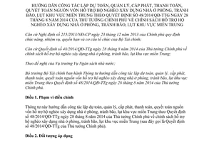 Thông tư 18/2015/TT-BTC hỗ trợ hộ nghèo xây dựng nhà ở phòng tránh bão lụt khu vực miền Trung