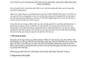 Hướng dẫn 06/HD-SNV 2015 xử lý kỷ luật cán bộ chuyên trách xã phường thị trấn tỉnh Lâm Đồng