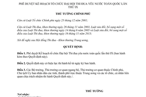 Quyết định 181/QĐ-TTg 2015 Kế hoạch tổ chức Đại hội Thi đua yêu nước toàn quốc lần thứ IX