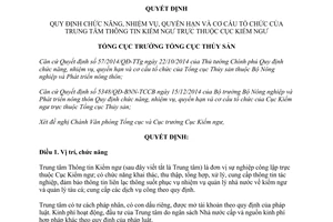 Quyết định 46/QĐ-TCTS-VP 2015 chức năng cơ cấu tổ chức của Trung tâm Thông tin Kiểm ngư