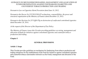 Circular No.19/2015/TT-BTC initiatives against contraband cigarettes counterfeit tobacco production trading