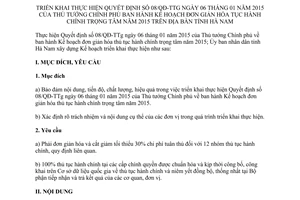 Kế hoạch 197/KH-UBND thực hiện 08/QĐ-TTg đơn giản hóa thủ tục hành chính trọng tâm Hà Nam 2015