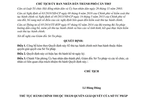 Quyết định 435/QĐ-UBND 2015 công bố thủ tục hành chính mới Sở Tư pháp Cần Thơ