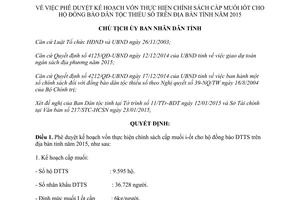 Quyết định 370/QĐ-UBND vốn thực hiện chính sách cấp muối Iốt cho đồng bào dân tộc Bình Định 2015