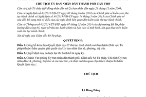 Quyết định 437/QĐ-UBND 2015 công bố thủ tục hành chính mới Ủy ban nhân dân xã Cần Thơ