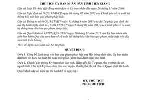 Quyết định 281/QĐ-UBND 2015 công bố danh mục văn bản quy phạm pháp luật hết hiệu lực Tiền Giang