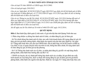Quyết định 334/2015/QĐ-UBND quản lý nhà nước về giá địa bàn Quảng Ninh