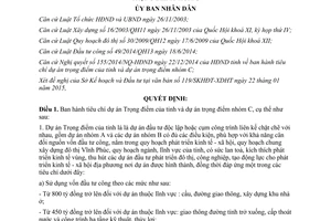 Quyết định 03/2015/QĐ-UBND tiêu chí dự án Trọng điểm và dự án trọng điểm nhóm C Vĩnh Phúc