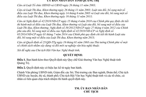 Quyết định 199/QĐ-UBND 2015 Quy chế Giải thưởng Văn học Nghệ thuật Quảng Trị