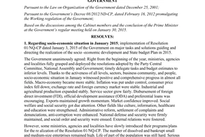 Resolution No. 04/NQ-CP the Government’s regular meeting January 2015