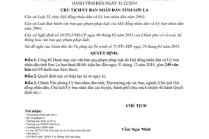 Quyết định 310/QĐ-UBND 2015 Danh mục các văn bản quy phạm pháp luật hết hiệu lực 2014 Sơn La