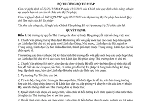 Quyết định 257/QĐ-BTP 2015 ủy quyền giải quyết công việc trong các đơn vị thuộc Bộ Tư pháp
