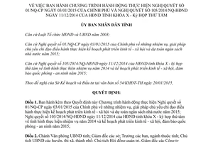 Quyết định 65/QĐ-UBND 2015 thực hiện Nghị quyết 01/NQ-CP và Nghị quyết 105/2014/NQ-HĐND Gia Lai