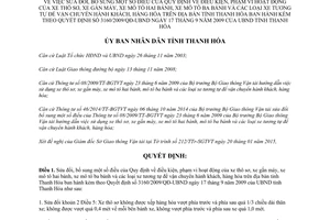 Quyết định 442/2015/QĐ-UBND sửa đổi Quyết định 3160/2009/QĐ-UBND Thanh Hóa