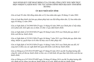 Quyết định 03/2015/QĐ-UBND Thực hiện kiểm soát thủ tục hành chính Bình Dương