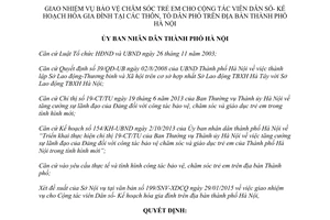 Quyết định 649/QĐ-UBND 2015 giao nhiệm vụ bảo vệ chăm sóc trẻ em cho cộng tác viên Hà Nội