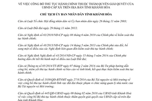 Quyết định 313/QĐ-UBND thủ tục hành chính thuộc thẩm quyền ủy ban nhân dân cấp xã Khánh Hòa 2015