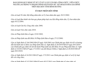 Quyết định 02/2015/QĐ-UBND xử lý kỷ luật cán bộ công viên chức người lao động Bình Dương