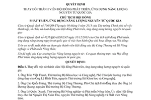 Quyết định 249/QĐ-HĐPTƯDNLNTQG 2015 thay đổi thành viên Hội đồng Phát triển năng lượng nguyên tử