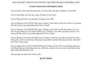 Quyết định 14/2015/QĐ-UBND Quy định về thu phí thư viện trên địa bàn tỉnh Đồng Tháp