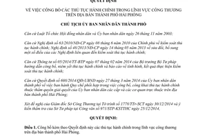 Quyết định 340/QĐ-UBND 2015 công bố thủ tục hành chính lĩnh vực công thương Hải Phòng