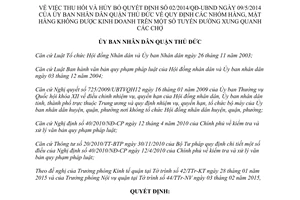 Quyết định 01/QĐ-UBND 2015 thu hồi hủy bỏ Quyết định 02/2014/QĐ-UBND Thủ Đức Hồ Chí Minh