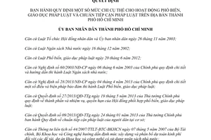 Quyết định 09/2015/QĐ-UBND mức chi hoạt động phổ biến giáo dục pháp luật Hồ Chí Minh