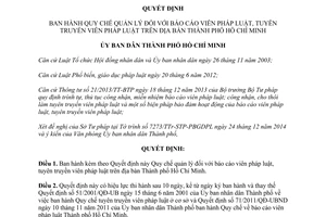 Quyết định 08/2015/QĐ-UBND quản lý báo cáo viên pháp luật tuyên truyền viên pháp luật Hồ Chí Minh