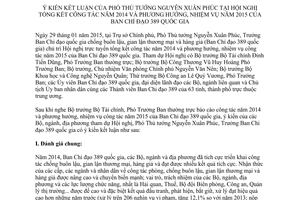 Thông báo 42/TB-VPCP 2015 tổng kết công tác 2014 phương hướng nhiệm vụ 2015 Ban Chỉ đạo 389