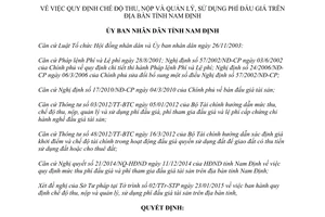 Quyết định 06/2015/QĐ-UBND thu nộp quản lý sử dụng phí đấu giá tài sản Nam Định