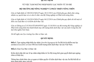 Quyết định 485/QĐ-BNN-BVTV 2015 tạm ngừng nhập khẩu lạc nhân từ Ấn Độ