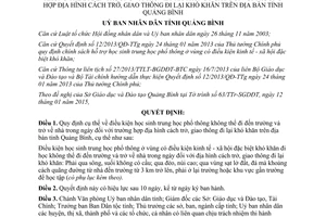 Quyết định 07/2015/QĐ-UBND điều kiện học sinh không thể đến trường giao thông đi lại khó khăn Quảng Bình
