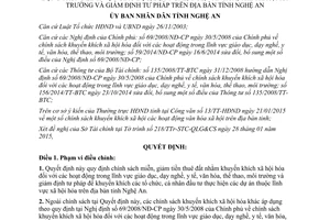 Quyết định 13/2015/QĐ-UBND khuyến khích xã hội hóa lĩnh vực giáo dục dạy nghề y tế văn hoá Nghệ An