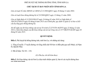 Quyết định 348/QĐ-UBND 2015 phê duyệt hệ thống đường Sơn La