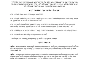 Quyết định 78/QĐ-QLD 2015 danh mục 01 thuốc sản xuất trong nước được cấp số đăng ký lưu hành