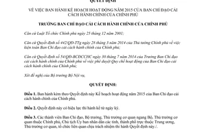 Quyết định 19/QĐ-BCĐCCHC Kế hoạch hoạt động ban chỉ đạo cải cách hành chính 2015