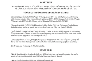 Quyết định 28/QĐ-TCQLĐĐ thông tin tuyên truyền cải cách hành chính 2015