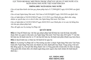 Quyết định 158/QĐ-NHNN 2015 công bố Danh mục văn bản quy phạm pháp luật hết hiệu lực 2014